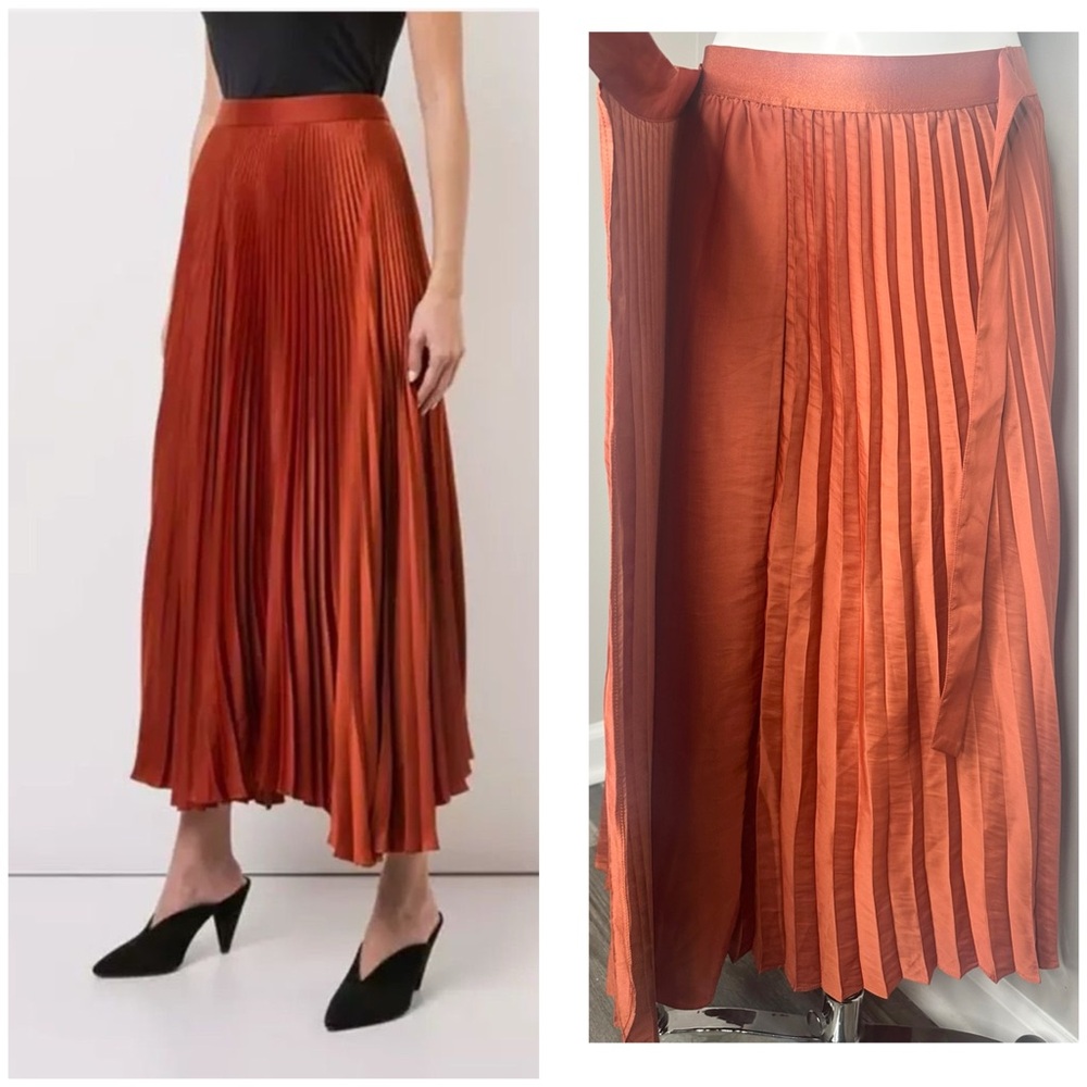 EXPRESS Pleated burnt  Orange midi Skirt- PRELOVED- SMALL